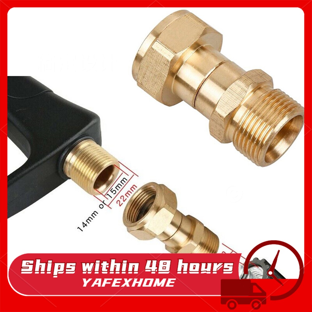 Brass High Pressure Washer Swivel Joint Connector Hose Fitting M22 14mm  Thread 360 Degree Rotation Hose