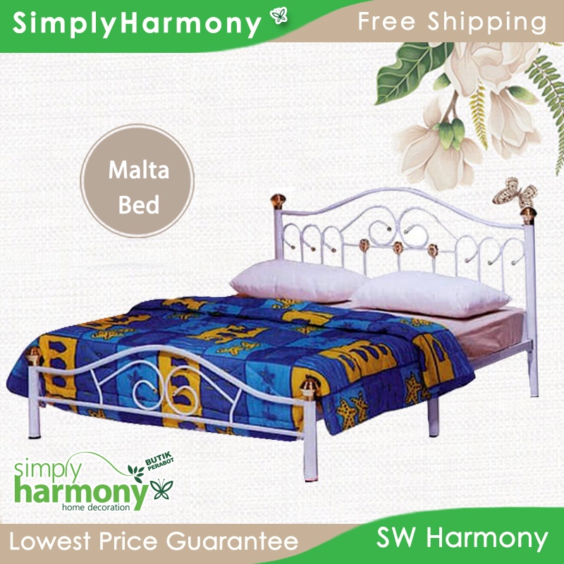 SHSB Malta Queen Size / Solid Wood / Metal Bed / Katil Kayu + Besi