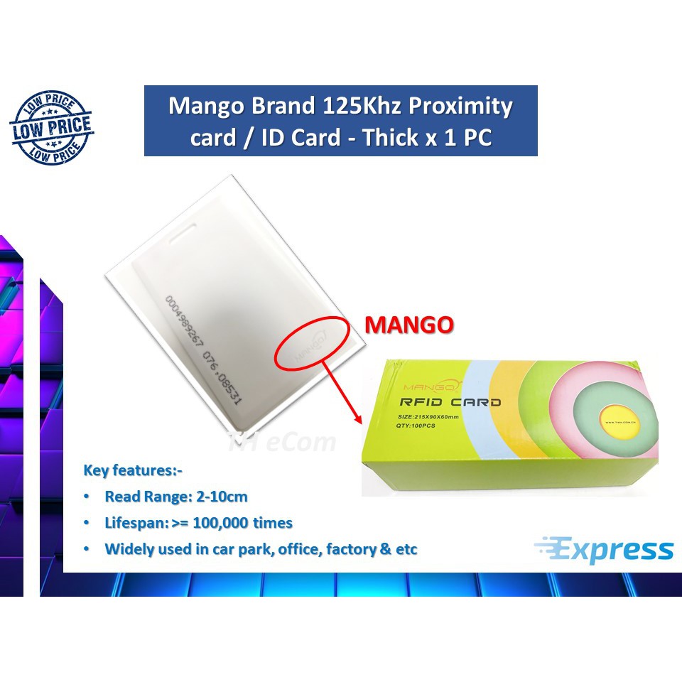 Mango Brand 125Khz Proximity card / ID Card / RFID Card / Door Access