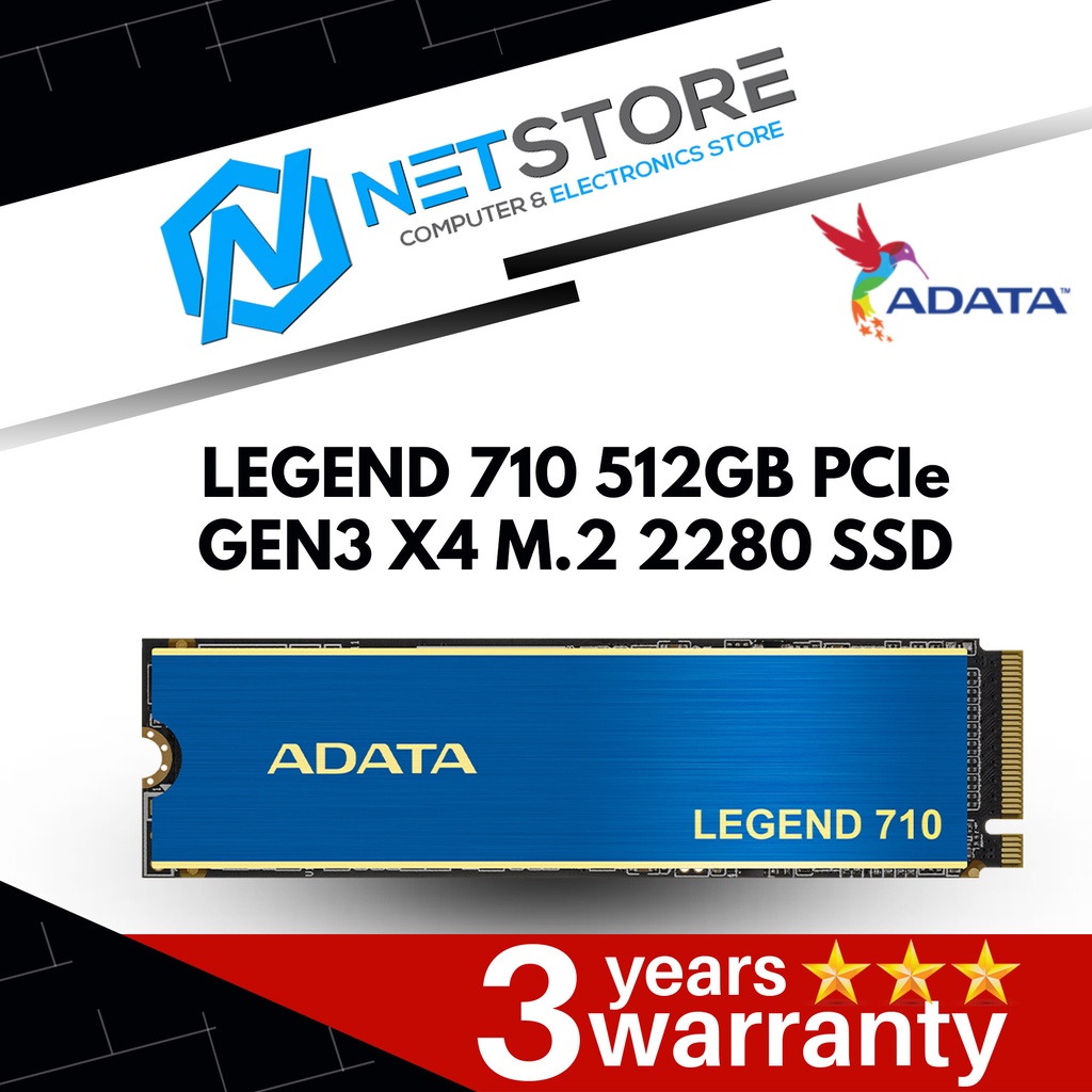 ADATA LEGEND 710 512GB PCIe GEN3 X4 M.2 2280 SSD - ALEG-710-512GCS ...