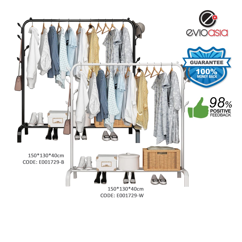 Anti Rust Portable Metal Clothes Drying Rack with Bottom Shelf and ...