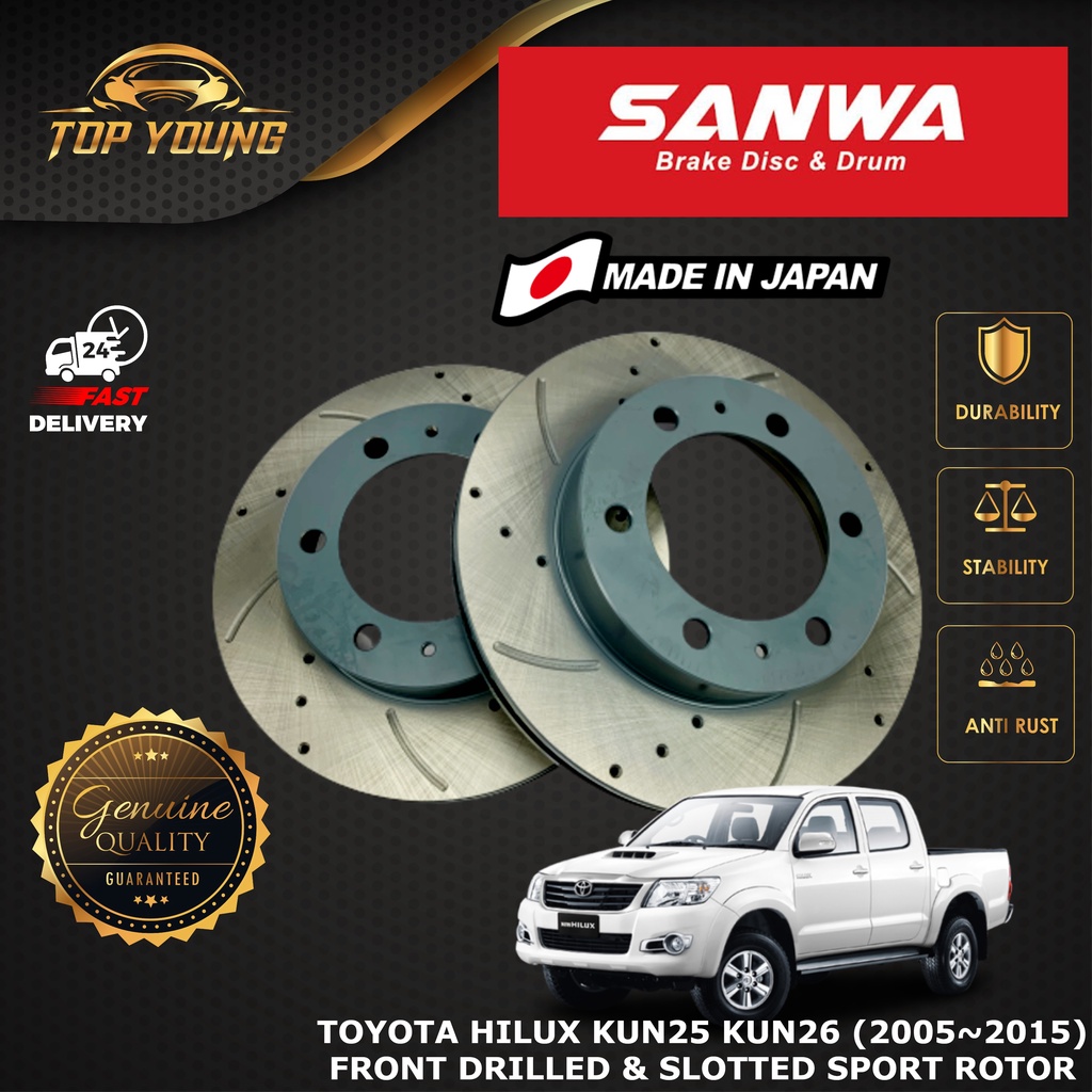 TOYOTA HILUX KUN25 KUN26 (2005-2015) FRONT GENUINE SANWA DISC ROTOR ...