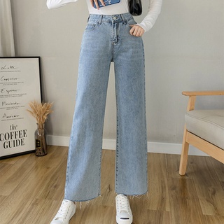 Seluar Jeans Wanita Tassels Loose Wide Leg Straight Cylinder Palazzo Pants  Baggy Jeans