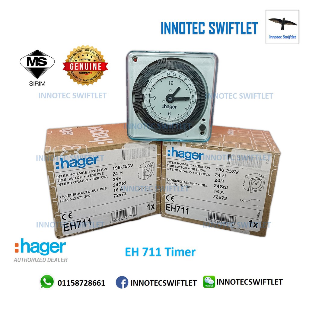 Analog Hager 24 Hour Timer Switch, Packaging Type: Box, 230 V