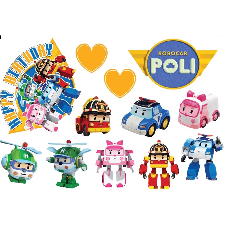 ROBOCAR POLI Cake Topper Cupcake Topper Kek Topper | Shopee Malaysia