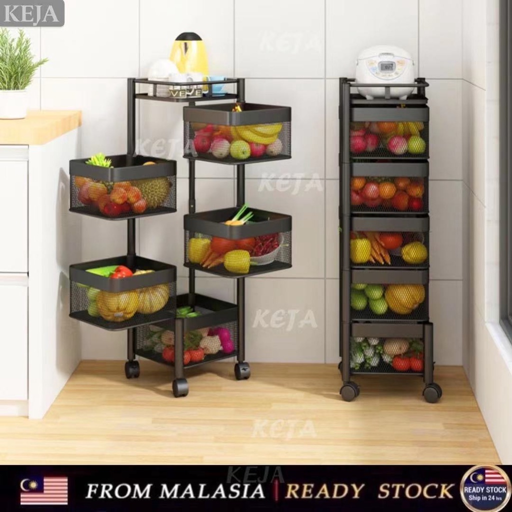 Rotating Rack Rak Dapur Stainless Steel Storage Rak Kitchen Organizer ...