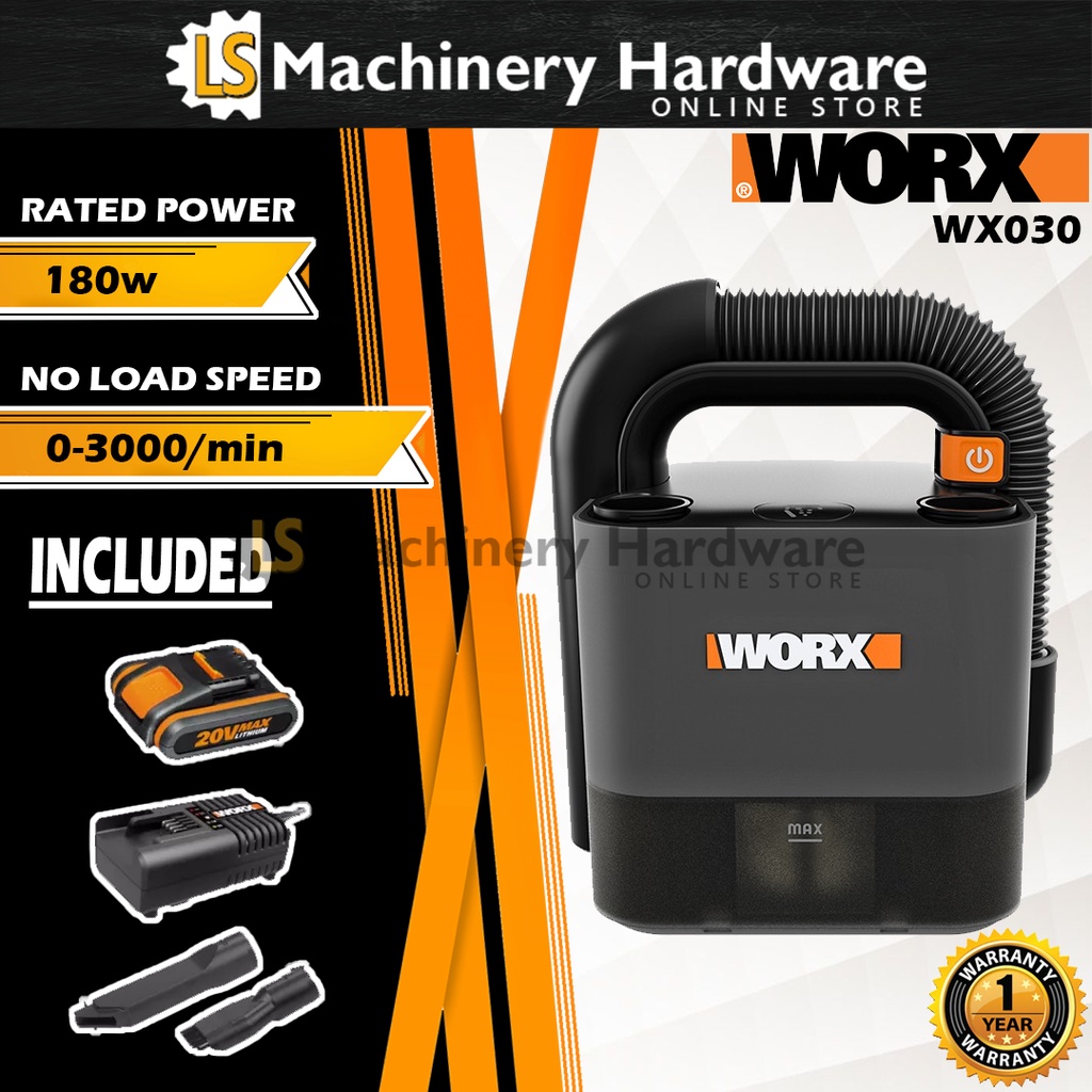 WORX WX030 20V 2.0Ah Max Lithium Ion Cordless Portable Vacuum