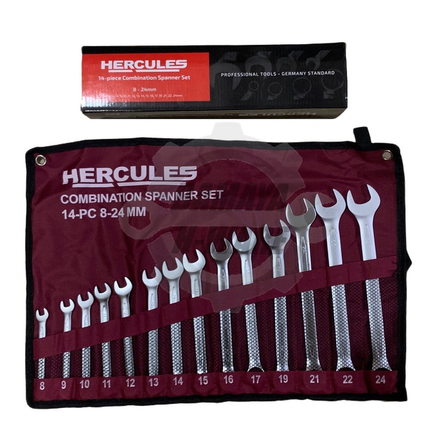 HERCULES 14pcs 824mm Combination Spanner Set. CRV Heavy Duty Spanar