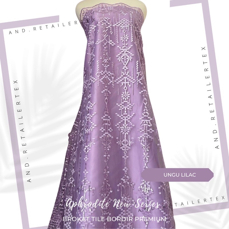 Premium Ethnic Brocade Fabric, Aphrodite Embroidered Tile, Lilac Color ...