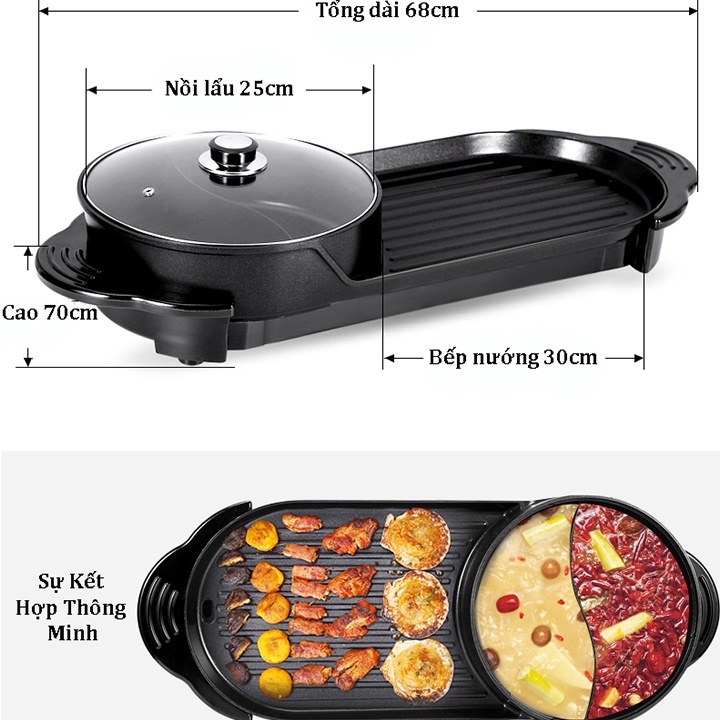 2 IN1 Long Hot Pot Kitchen Large SIZE 2 Separate Sockets Designed With