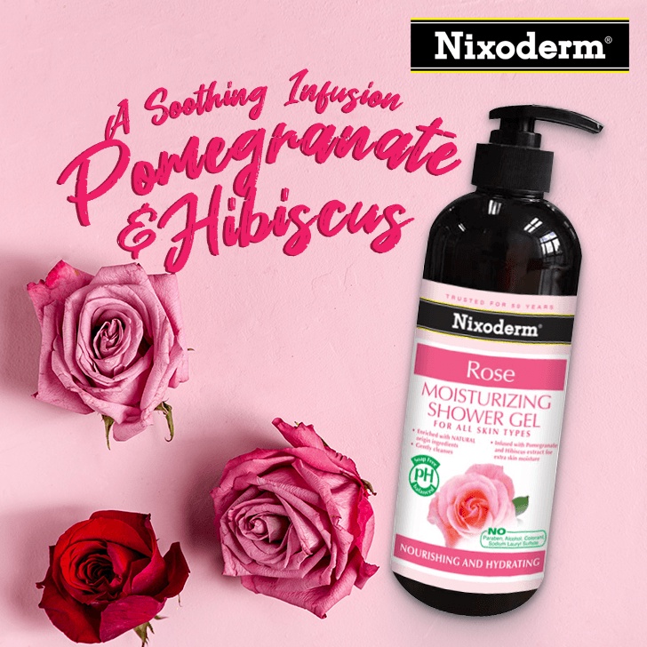 Nixoderm Moisturizing Shower Gel 500ml Rose Coconut Lemongrass