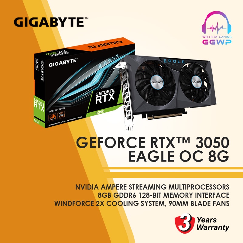 Gigabyte NVIDIA GeForce RTX 3050 EAGLE OC 8GB Graphic Card GDDR6