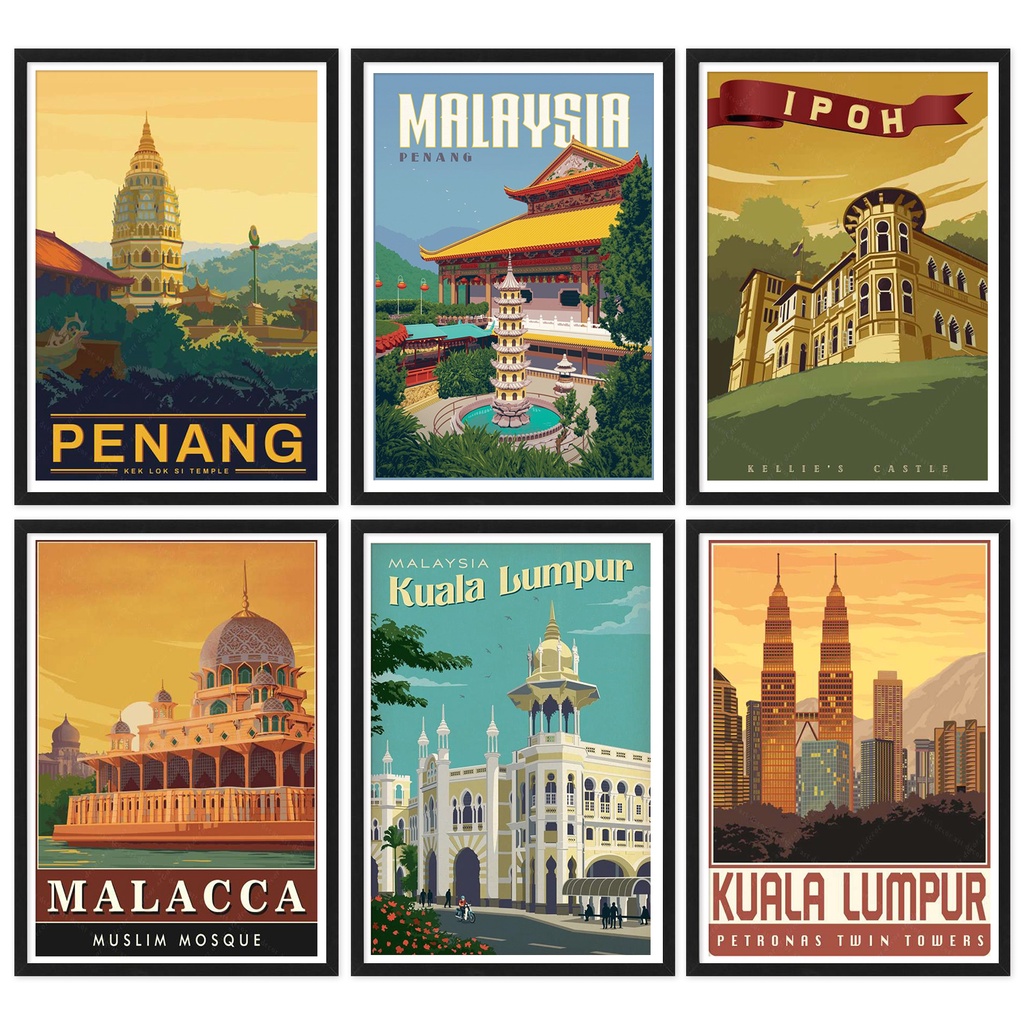 Unframed Printed Poster Malaysia Ipoh Kuala Lumpur Penang Travel Canvas