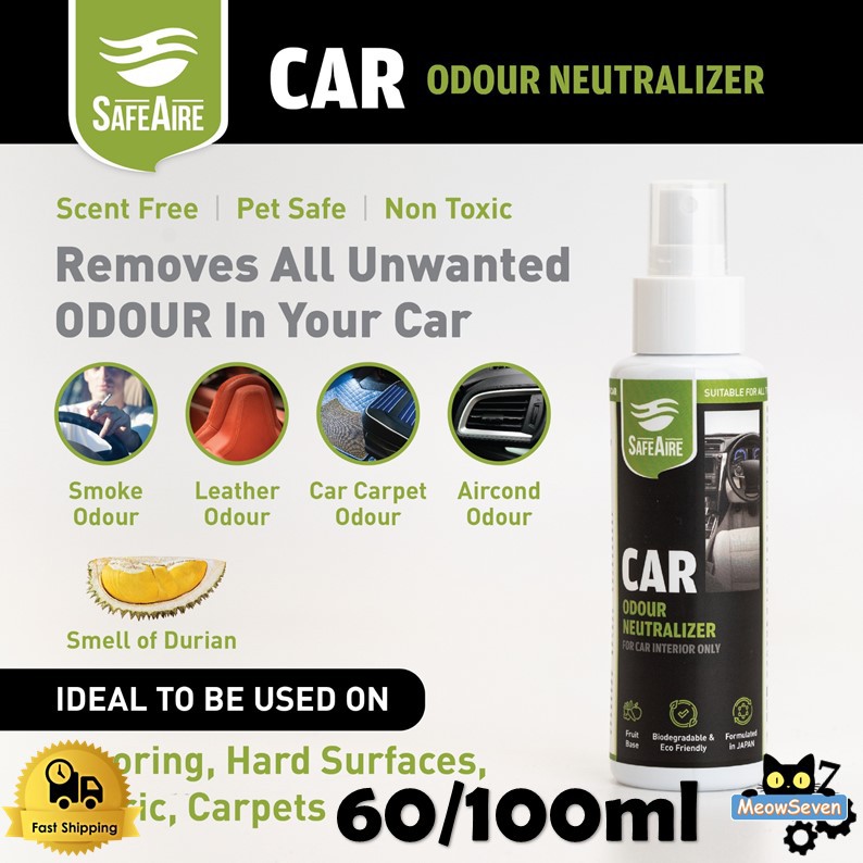 SafeAire Car Odour Neutralizer Spray 60 / 100ML For Car Interior Only ...