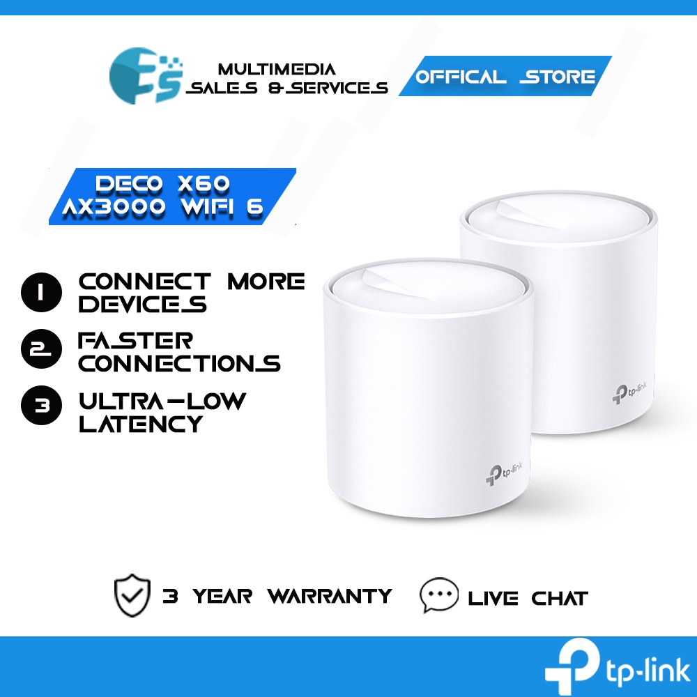 TpLink Deco X60 Ax3000 Whole Home Mesh WiFi System Deco X60 (2/3Pack) Shopee Malaysia