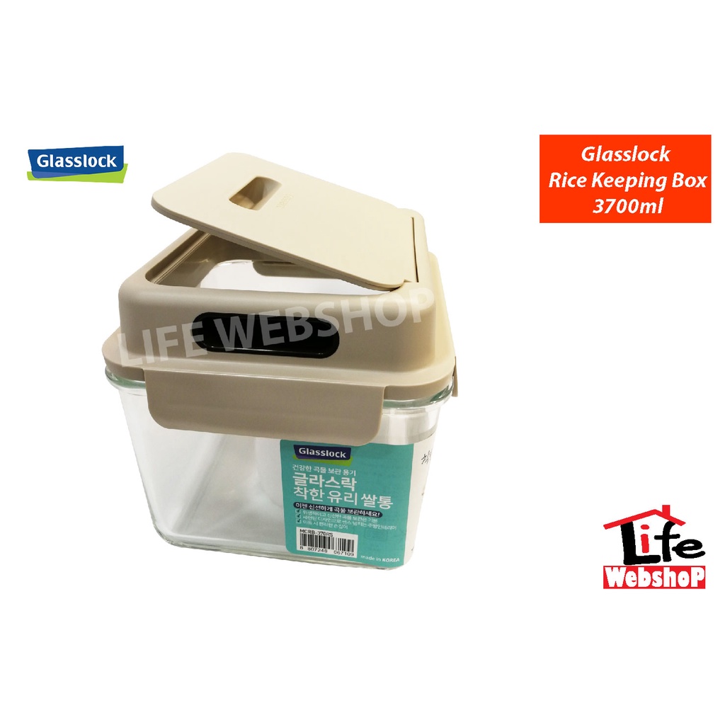 Glasslock Tempered Glass Rice Container 3700ml | Shopee Malaysia