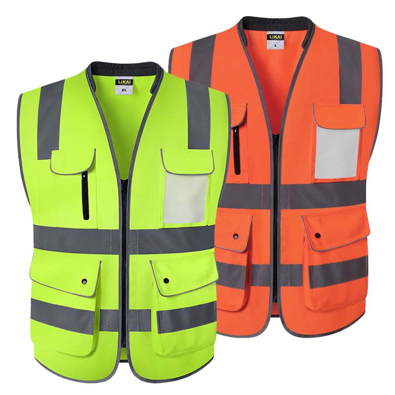 Safety Vest with Many Pockets Reflective Vest Traffic Safety Padded ...