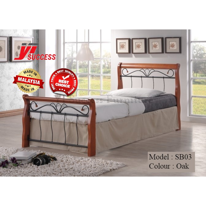 Yi Success Gummy Wooden Metal Single Bed Frame / Solid Wood Single Bed ...