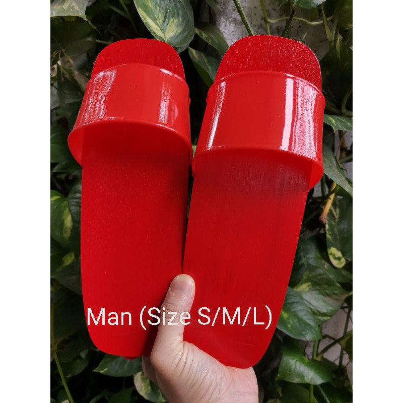 Traditional Wooden Clog Red Shoes / Kasut Merah Terompah Kayu