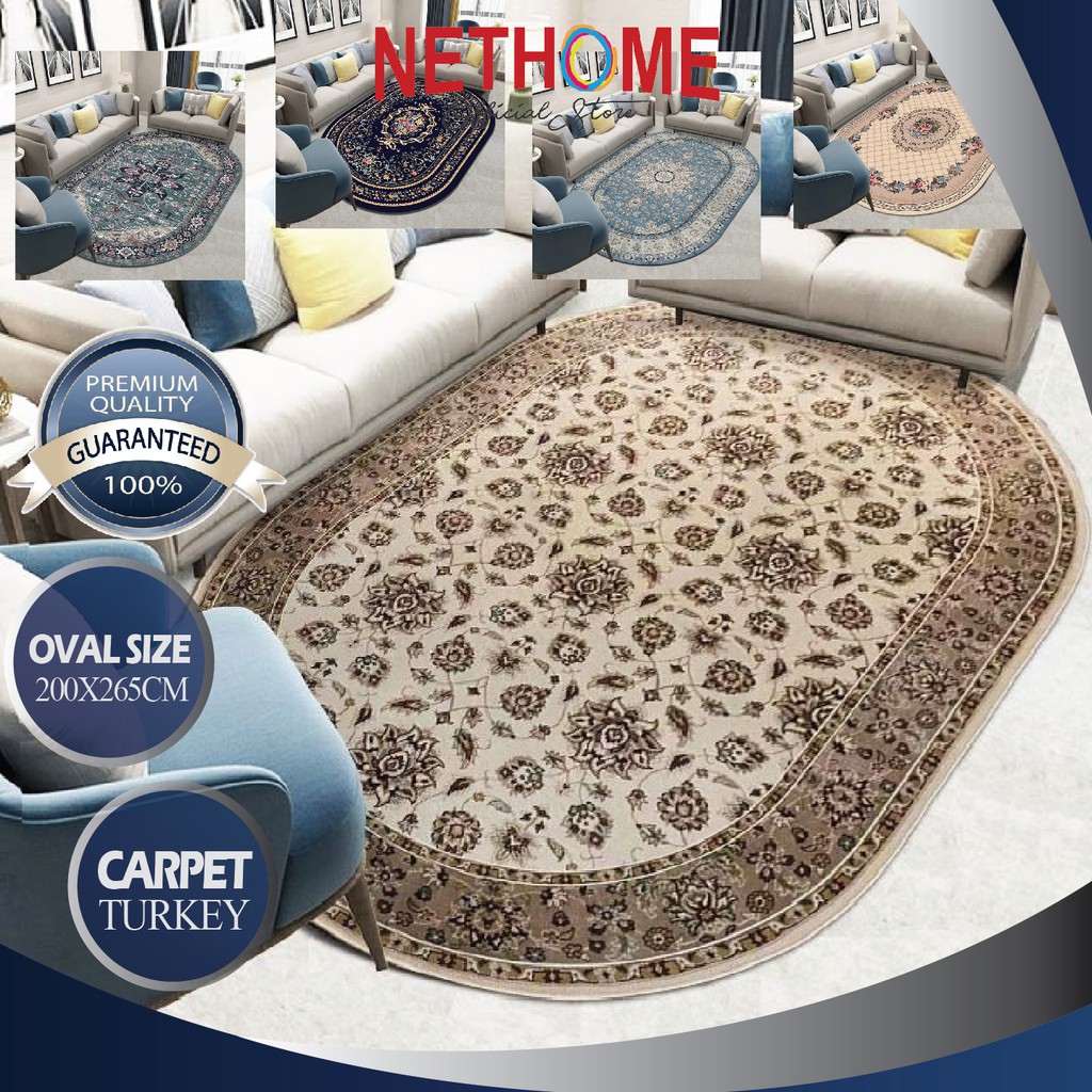 ELEGANT CARPET TURKEY OVAL (XXXL 200X265CM) KARPET VELVET ANTI-SLIP ...