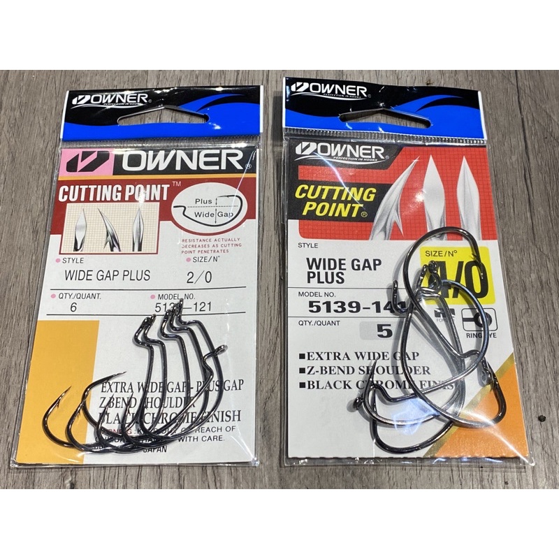 Owner 5139 Wide Gap Plus Worm Hook Cutting Point for Soft Plastic / Soft  Bait