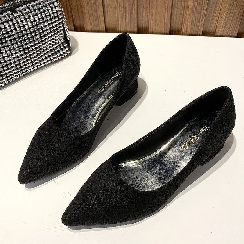 O.RIYA Large Size Women s Shoes Wide Fat Girls Low Heel Single Women Pointed Thick Work Hig Shopee Malaysia