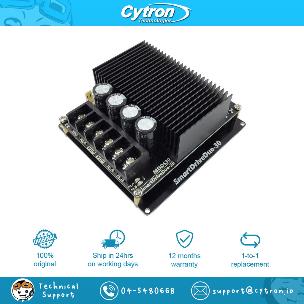 Cytron Smart Drive 30A (Max 80A) 7-35V 2 Channels for Heavy Combat Robot RC/Analog/PWM/Serial High Quality READY STOCK