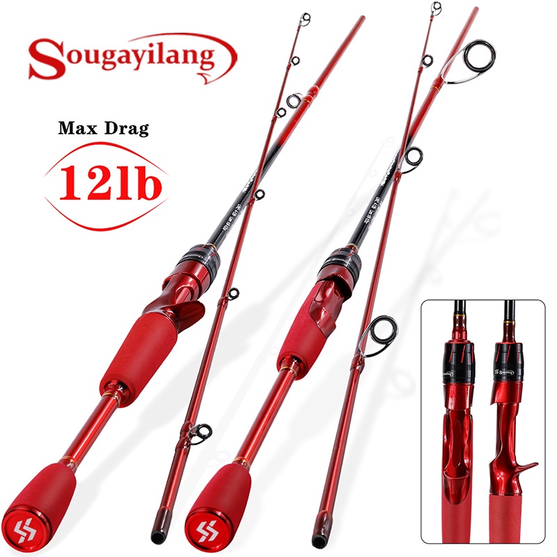 Sougayilang Fishing Rod Spinning/Casting Fishing Rod 1.8/2.1m High Carbon  Fishing Rod 2 Sections With EVA Handle For Freshwater Fishing