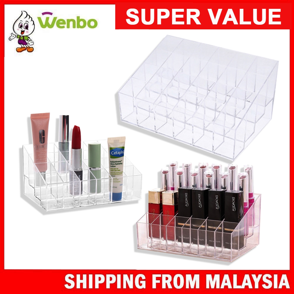 Wenbo Rak Makeup 24 Lipstick Holder Display Stand Clear Acrylic ...