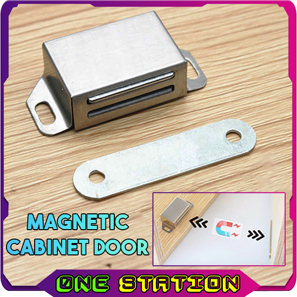 MroMax Magnetic Catch For Cabinet Door - 45mm Plastic Shell Latch With Screws, Silver & White
