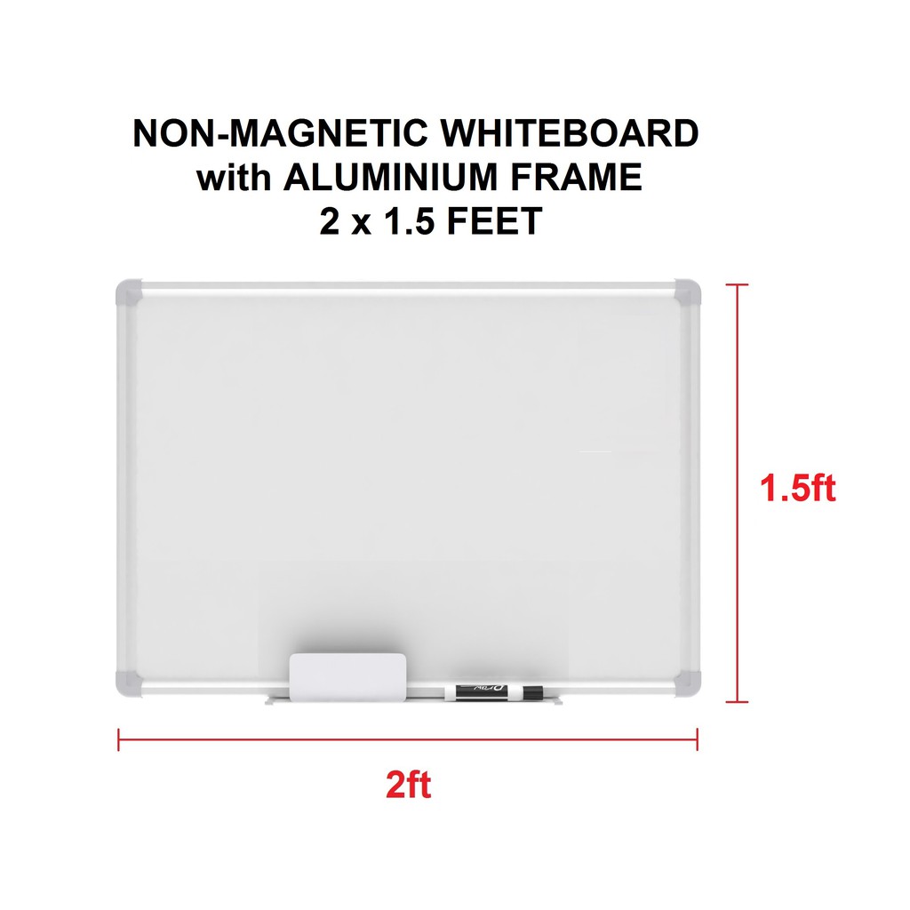 White Board 2 X 1.5ft (60 X 45cm) High Quality Single
