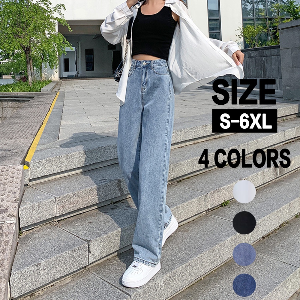 Jeans Women Palazzo Jeans Loose High Waist Korean Jeans Seluar Jeans Wanita  Mopping Pants Seluar Jeans Perempuan