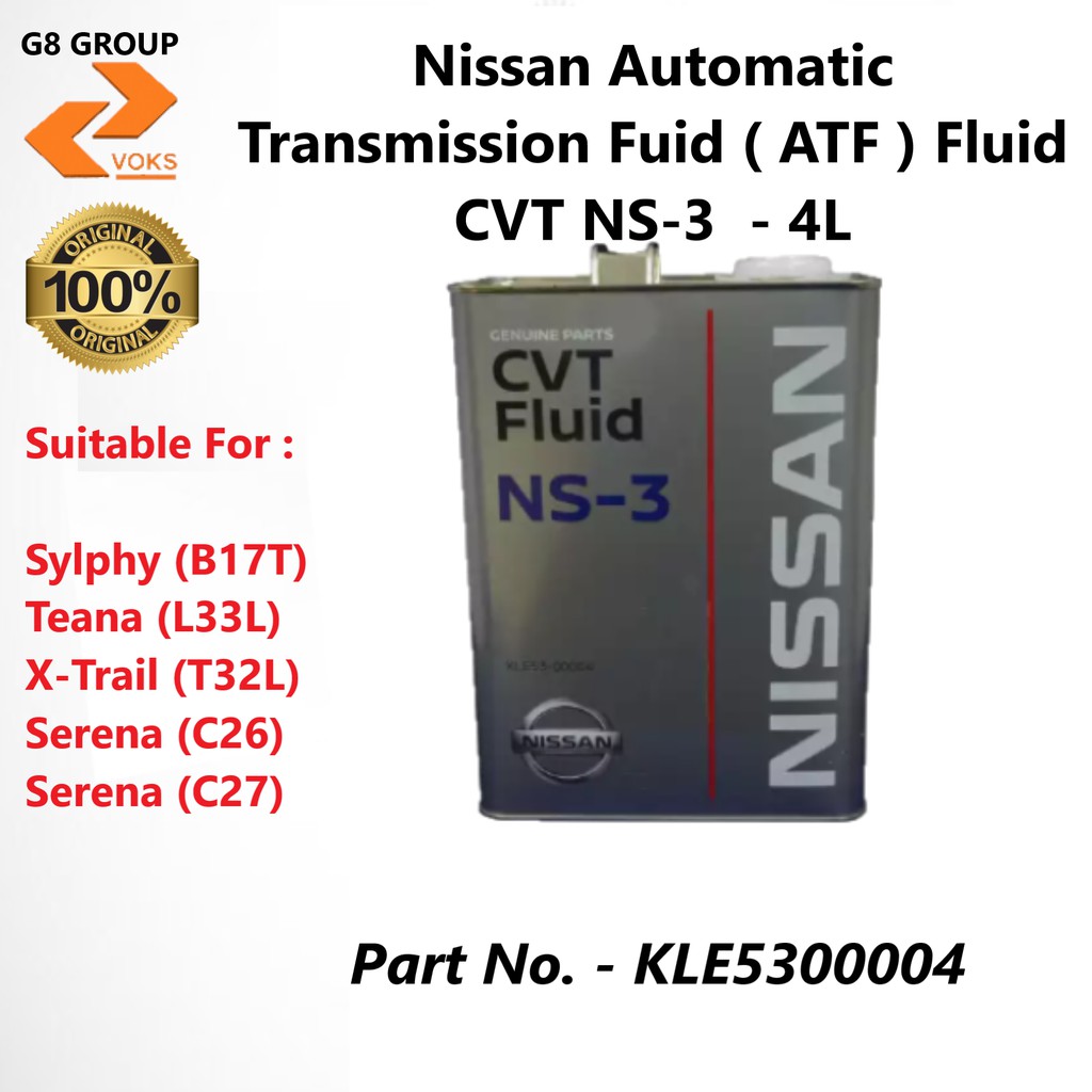 Nissan CVT Automatic Transmission Fluid NS3, 4 Litres (KLE53 00004) Shopee Malaysia