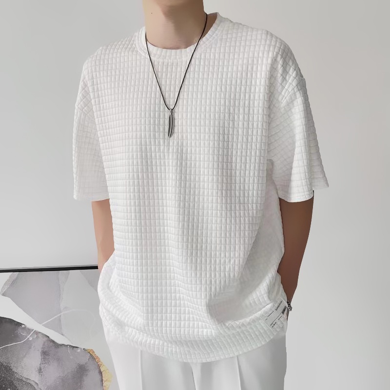Korean Style T Shirt For Men 2026.MOLLGE Summer Korean Fashion T Shirt Men Solid Color White Shirt Men ...