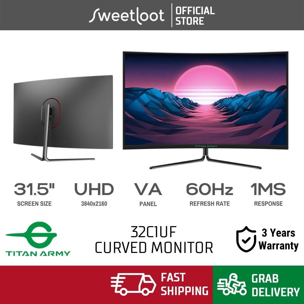 TITAN ARMY 32C1UF 32” 60Hz UHD 4K R1500 Curved Gaming Monitor | Shopee ...