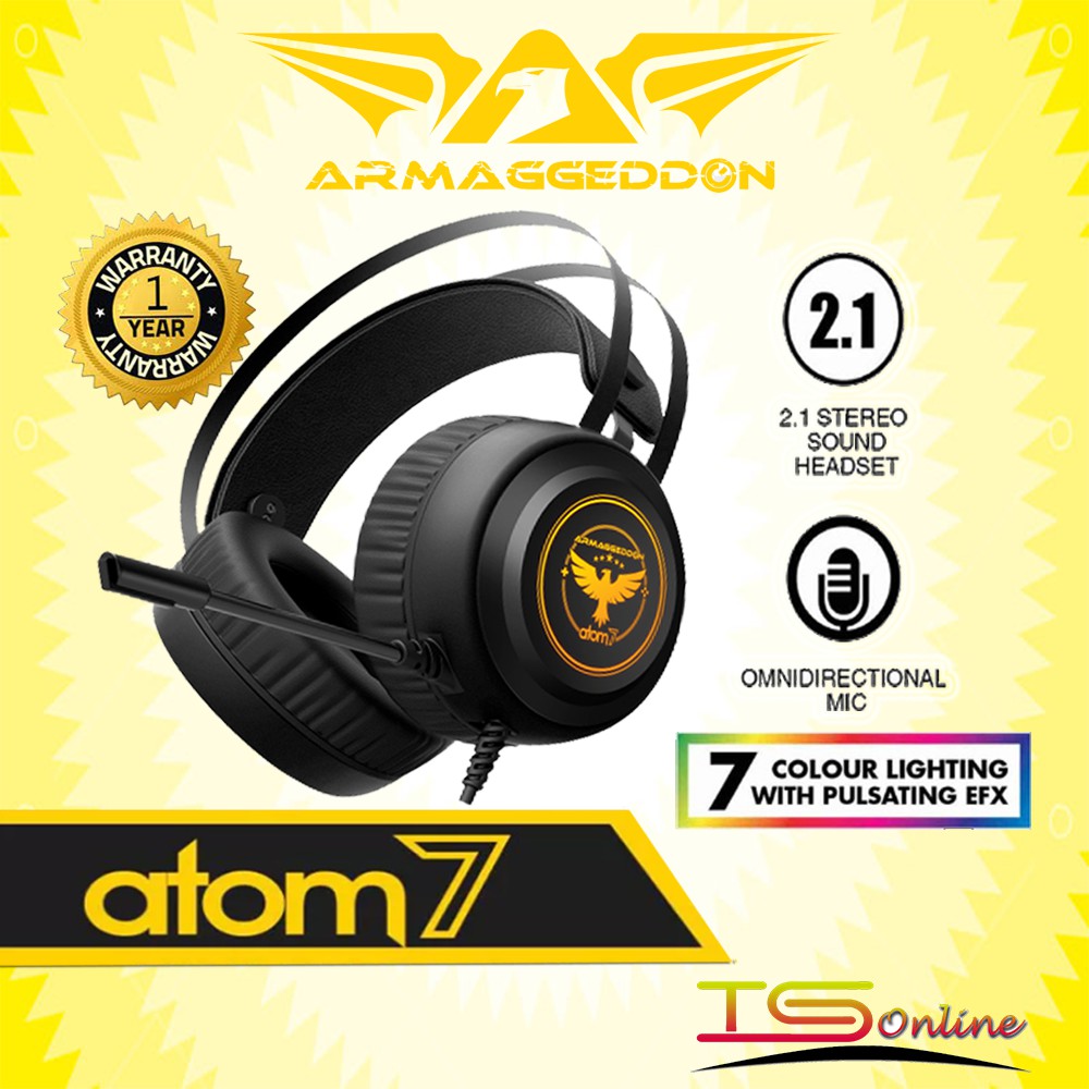 Armaggeddon Atom 7 5 Strong Bass 2.1 Gaming Headphones Headset For