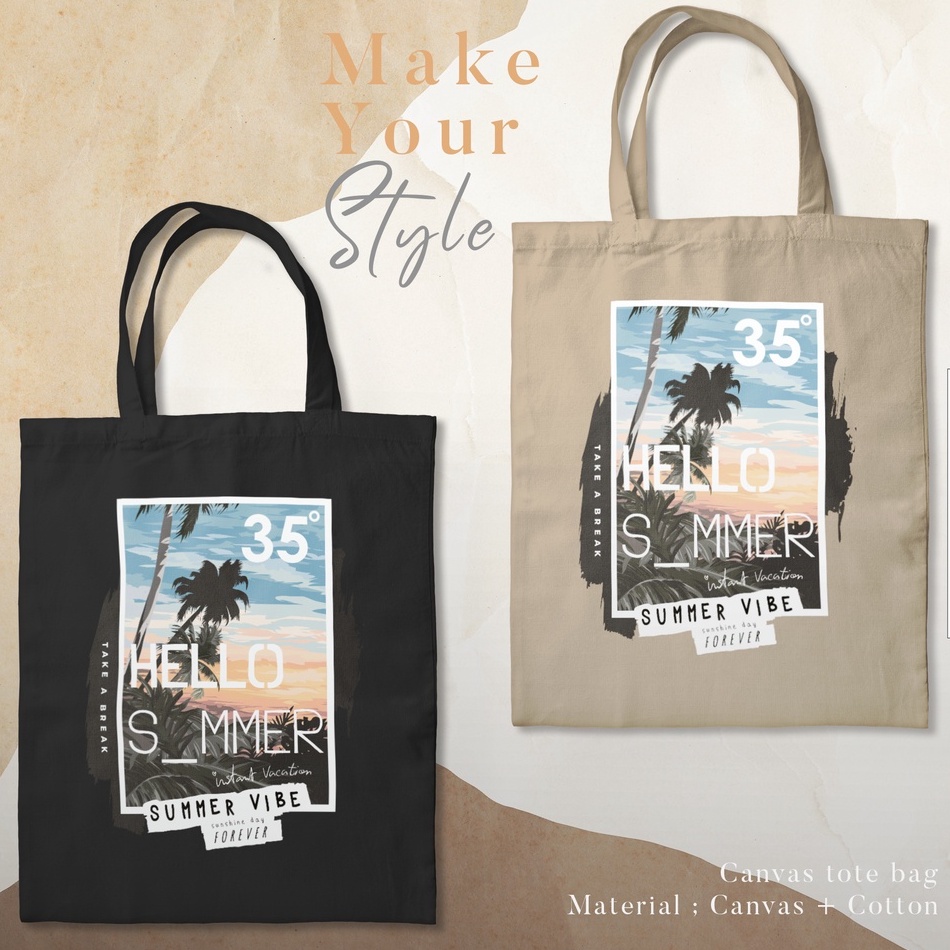 HELLO SUMMER TOTEBAG VIRAL AESTHATIC 23X42CM READYSTOCK | Shopee Malaysia