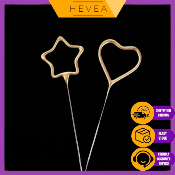 HEVEA Sparking Heart Love Star Shape Birthday Cake Deco Candle Firework ...