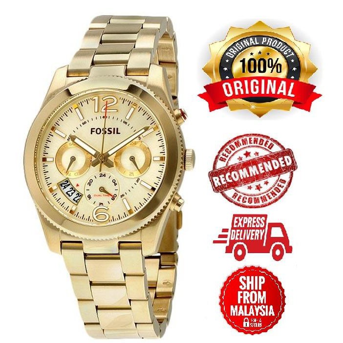 Fossil Perfect Boyfriend ES3884 Chrono Gold Watch Shopee Malaysia
