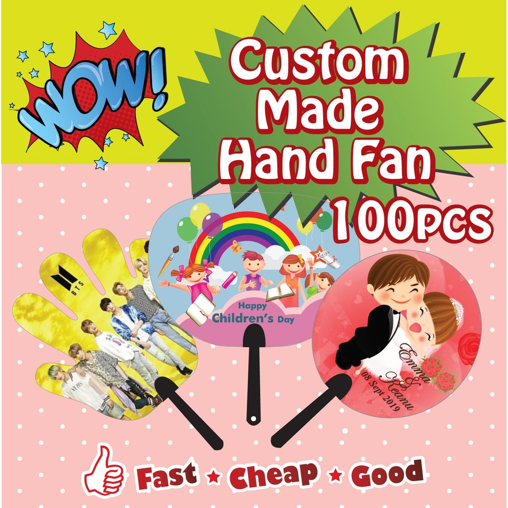 Custom Made Hand Fan Printing 100pcs Shopee Malaysia
