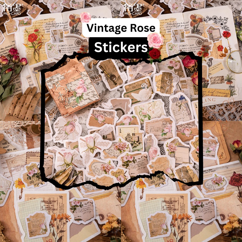 Fluff's 45pcs Vintage Rose Sticker Vintage Sticker Box Sticker Journal ...