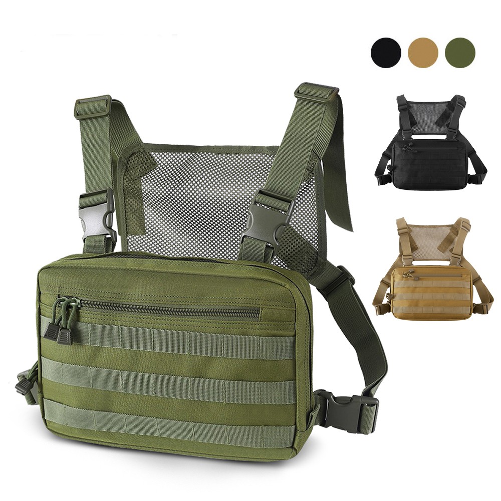 Men's Chest Bag Molle Front Pack Vest Hip Hop Backpack Detachable Strap ...