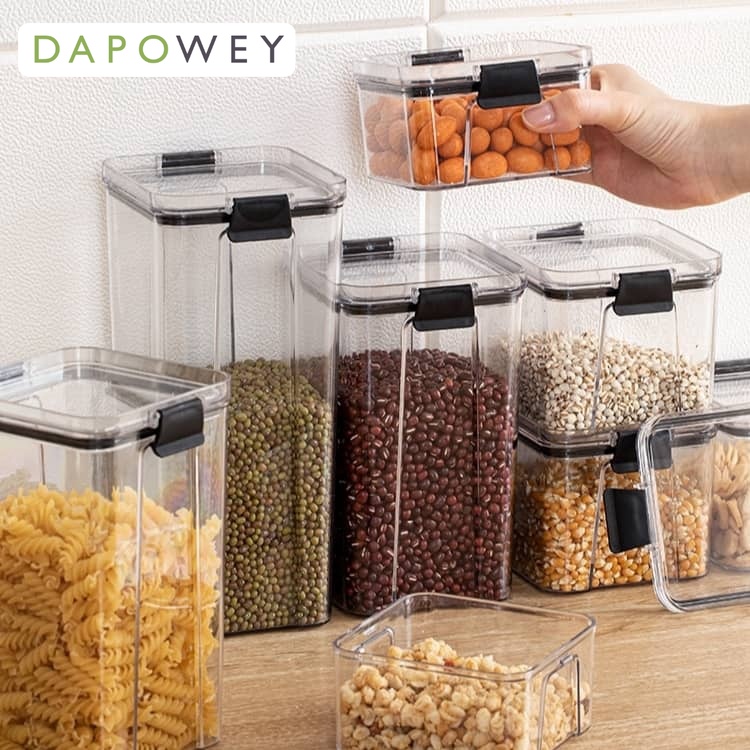 DW Airtight Stackable Transparent Food Storage Plastic Kitchen Food ...