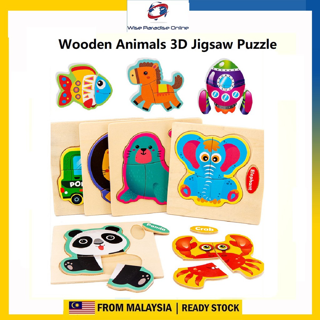 Wooden Cartoon 3D Jigsaw Puzzle Educational Learning Toy | Shopee Malaysia