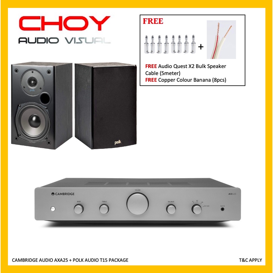 Cambridge Audio AXA25 Integrated Amplifier + Polk Audio T15 Bookshelf