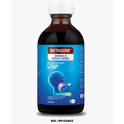 Lot De 2 Bains De Bouche Bétadine 240ml – Povidone Iodée 1.0% – Expédition Rapide