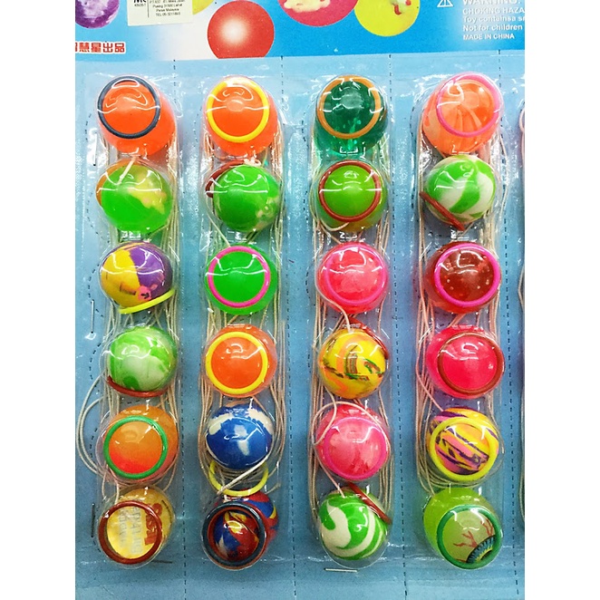 6 Pcs Colorful Yoyo Yoyo Bouncing Ball With Ring & String (LOCAL READY