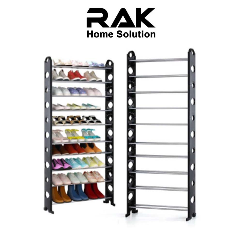 RAK Rak Kasut 10 Tingkat Kualiti Premium Rak Kasut DIY 10 Tingkat ...