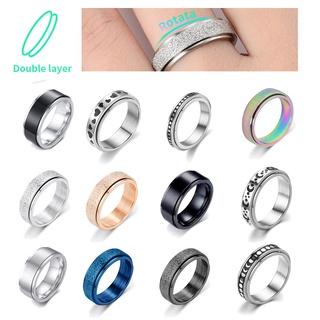 Fashion Stainless Steel Spinner Ring Turn The Band Charm For Anxiety