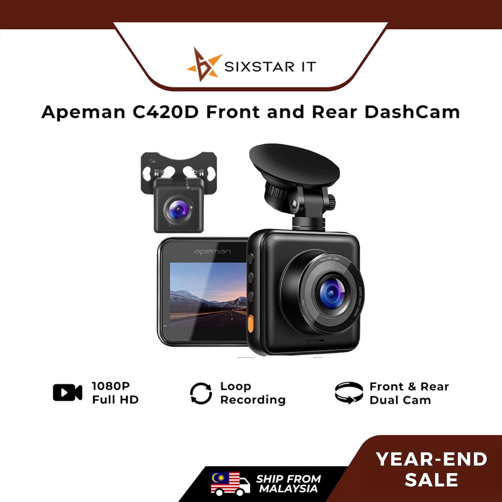 APEMAN Dual Dash Cam C420D for Cars Front and Rear with Night